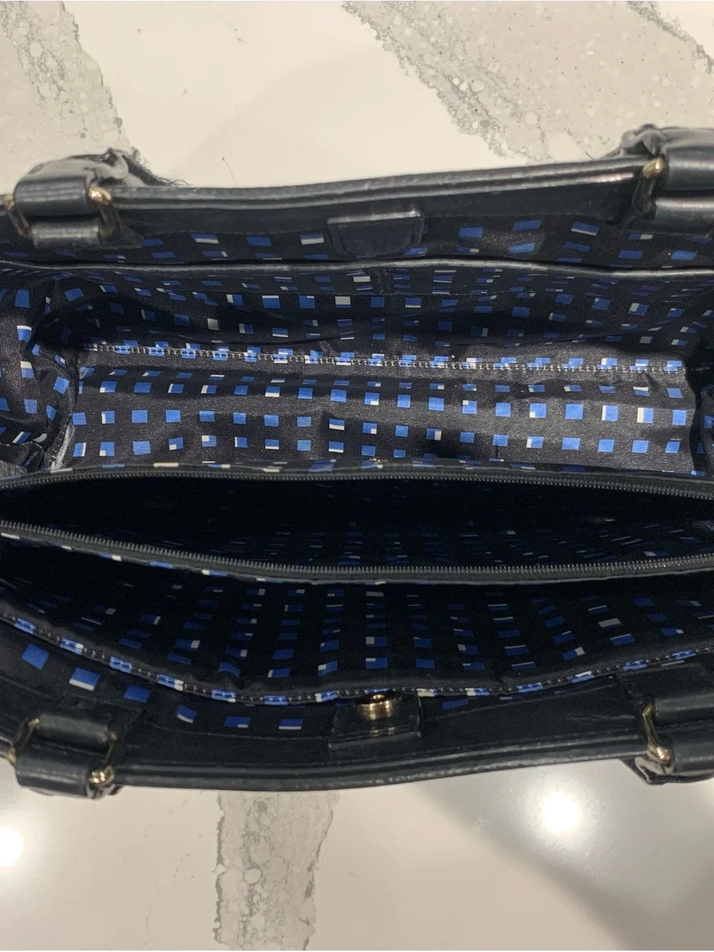 kate spade Black Leather Satchel with Gold Hardware